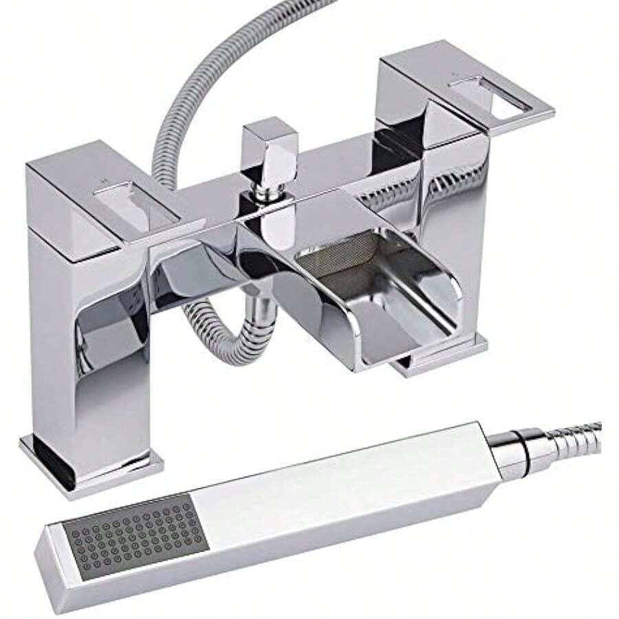 Parade Modern Waterfall Bath Shower Mixer Tap Hand Shower Handset Kit Chrome - Silver - View 1