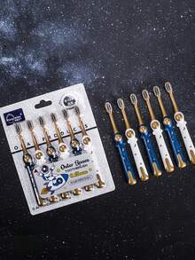 6pcs/Set Cartoon Astronaut Design Soft Bristle Kids Toothbrushes - Color Mixing - View 7