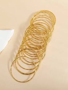 20pcs Delicate Bling Bamboo Knot Embossed Bangle Bracelets For Girls