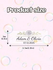 45pcs Customized Personalized Bubble Tube Stickers, Custom Wedding Reception Labels, Designed With Your Own Name And Date Stickers, Featuring Elegant Transparent Gold Foil Bubbles Stylish, Adorable, Colorful Custom, Personalized, Unique Ideal Gifts For Her Friends, Son, Daughter, School Students, Workers, Kids School, Home, Office - Multicolor - View 7