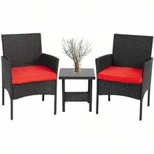 Outdoor Patio Furniture Sets 3 Pieces Patio Set Wicker Bistro Set Rattan Chair - Blue - View 8
