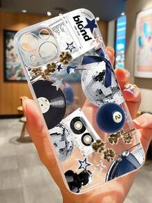 1pc Fashion & Personalized Star, Bow, Palm Tree Print Full Coverage Transparent Anti-Fingerprint TPU Soft Phone Case Compatible With IPhone16promax/16/16pro/16plus/11/15/15pro/15promax/12/13/14promax/Xs/Xr/11pro/11promax/12pro/12promax/13pro/13promax/7plus/14pro/14promax/14plus/7plus/8plus/8/Se2/12mini/13mini, Anti-Yellowing Waterproof Shockproof Anti-Fall Scratch Resistant - Multicolor - View 2
