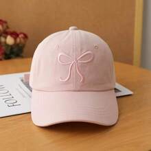 1 件可调节棒球帽，粉色蝴蝶结刺绣 - 甜美可爱风格，四季可折叠涤纶帽，按扣闭合，送给女性的完美礼物，刺绣棒球帽 - 彩色 - 查看 14