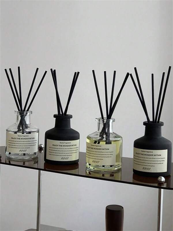 5pcs/Set (1 Bottle Fragrance Oil + 4 Incense Sticks) Flameless Home Fragrance Oil Room Diffuser Set, Long Lasting Aroma, Suitable For Bedroom, Bathroom, Living Room, Aromatherapy, Air Freshener, Housewarming, Birthday, Graduation Gift