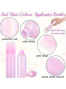 1/3 件沙龙发油涂抹瓶专业美发染发梳瓶理发店美发师染色用品发油涂抹器、发油瓶、发油瓶、发根梳涂抹瓶、发根梳涂抹瓶染发剂涂抹刷用于发根梳颜色带刻度尺、理发店美发产品和配件美容旅行必需品