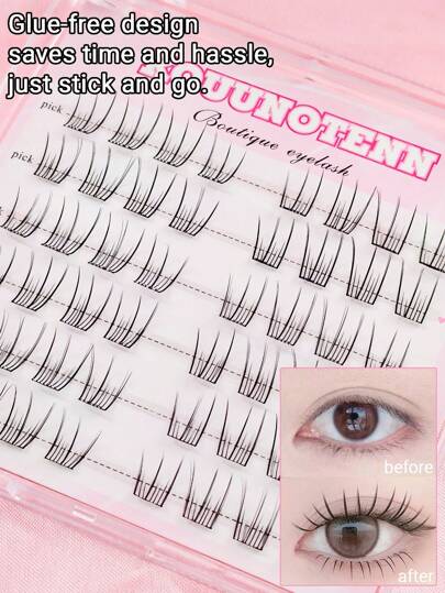 KOUUNOTENN 36 grappoli di ciglia stile C curl, senza colla necessaria, di stile gruppi di ragazze coreani, ciglia finte senza colla da appoggiare, 9-10mm, riutilizzabili e durevoli, trucco giapponese spesso e naturale, extension ciglia effetto svolazzante, ideale come regalo per donne e ragazze, confortevole da indossare senza irritazioni.