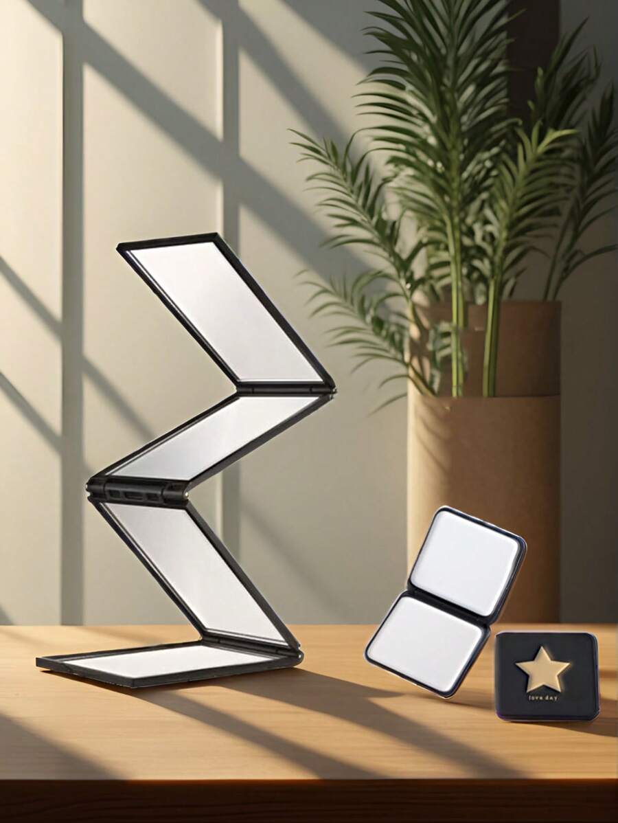 1 Stück 3-fach Vier-Seiten Spiegel, Multi-Winkel Einstellung zum Betrachten, tragbarer teleskopischer Rückwärts-Ganzkörperspiegel faltbar 3-fach Schminkspiegel, geeignet für Outdoor-Reisen tragbar, kleine Größe und bequeme Aufbewahrung, Schulanfang