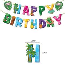 1 set Striscione di carta per Compleanno Tropicale Hawaiano - Disegni colorati di fiori hawaiani e foglie di palma, per celebrazioni estive sulla spiaggia e feste a tema luau, decorazioni da appendere per interni/esterni