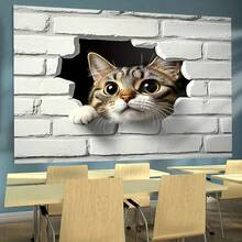 A Cute Probe Cat Background Cloth, Made Of Polyester, Suitable For Party Decoration, Portrait Photography, And Indoor Walls Flag Party Gift Home Decors Tapestry - Multicolor - View 4