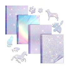 A4 Size 50 Sheets Holographic Printable Sticker Paper For Ink Jet & Laser Printer, Vinyl Sticker Printable Paper, Waterproof Glossy Sticker Paper Dries Quickly - 8.3 X 11.7 Inch, Rainbow