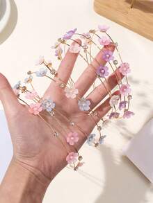 1pc Sweet Flower Double Layer Headband Resort Style Hair Accessory - Multicolor - View 4