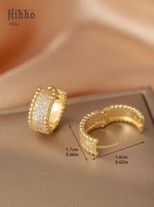 Hihho 2pcs Fashionable Bohemian Shiny Cubic Zirconia Inlaid Decor Earrings, Jewelry For Women, Suitable For Daily Wear, Festival Party Gift