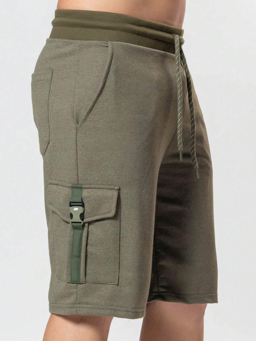 Men's Bermuda Shorts With Pocket Cargo In Deep Green - Green - View 1