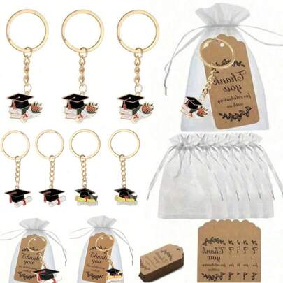 15Pcs Graduation Keychain Gift With Thank You Tags And White Organza Bags Universal & Graduation Occasion Graduation Gifts