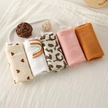 3/5 Pakken Baby Muslin Washandjes Voor Unisex Washandjesset Voor Baby Gezicht Lichaam Comfortabel En Zacht Voor Pasgeboren Baby's Kinderen Meisjes En Jongens