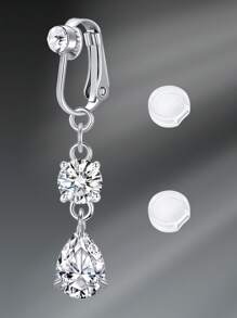 Fake Belly Piercing Fake Belly Ring For Women Fake Belly Button Piercing Clip On Belly Button Rings Fake Navel Ring Non Piercing Faux Belly Piercing Jewelry Dangle Non Piercing Fake Belly Piercing Jewelry, Clip On Earrings Non - Piercing Ears Cuff Set Stainless Steel Silver Gold CZ Fake Helix Cartilage Clip On Wrap Earrings Set For Women Non - Piercing Adjustable Ear Clip Without Ear Hole