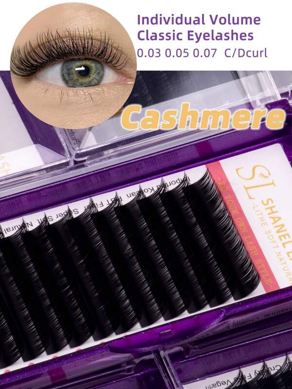 12rows C Curl Premium Individual Lashes 0.03 0.05 0.07 Mega Volume Eye Lashes Extension Cashmere Velvet Fluffy 8-18mm Mixed Natural Look Cluster Lashes Super Soft Matte Black Individual Lashes Tray Volume Classic Synthetic Faux Mink Eyelashes Extensions Professional False Eyelashes Supplies For Lashes Salon