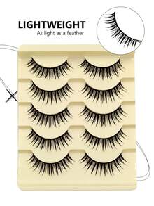 Asiteo 5 Pairs Spiked Cartoon False Eyelashes - Natural & Lengthening Cosplay Makeup, Thick Full-Strip Design For Doll Eye Effect, Reusable, Suitable For Beginners, Anime & Cosplay Makeup Accessories - 尖尾漫畫款 - 查看 6