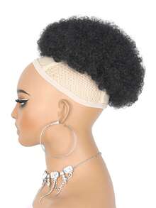 10 Inch Afro Puff Ponytail For 2 Pcs Short Kinky Curly Afro Ponytail Synthetic Hair Puffs Afro Bun Ponytail Kinky Curly Bun Hair Synthetic Short Extensions Hairpieces Updo Hair For Girls - Multicolor - View 12