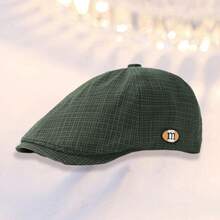 Men Women Newsboy Ivy Cap Summer Flat Hat Fiddler Cap Vintage Twill Cabbie Beret Hat - 綠色 - 查看 3