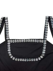 Fashion Summer Spring Slim Elegant Versatile Sparkling Rhinestone Suspenders New Long Jumpsuit Festival - Black - View 10