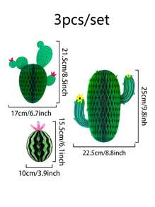 3 piezas de pompones de papel de abeja decorativos colgantes con temática hawaiana de cactus verde, para fiestas de cumpleaños, celebraciones universales y talla grande