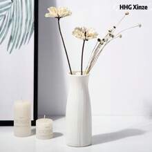 Florero de plástico de unicolor estilo nórdico, duradero y antideslizante para decoración de flores artificiales, soporte creativo y minimalista para arreglos florales para la sala de estar