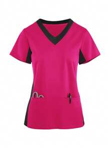(Six-Piece Set) Scrubs Uniform Women's Running Matte Elastic Sports Nurse  Uniform Wash Clothes Work Clothes Breathable Scrub Shirt