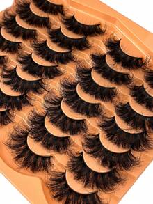 14 Pairs Natural-Looking Soft Fluffy 3D Russian Volume False Eyelashes, Dramatic Thick Multi-Layered Messy Mink Lashes, Clever Long Fox Eye Lifting Full Lash Strip, Reusable, Suitable For Daily Wear And Holiday Parties, Can Be Given As A Gift - 濃密款 - 查看 4