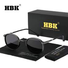 HBK 男士 TR90+ 金属时尚眼镜，圆形镜框，复古朋克风格，TAC 镜片，适合度假、驾驶、休闲、商务、日常生活等场合，配件齐全。 - K40003 - 查看 2