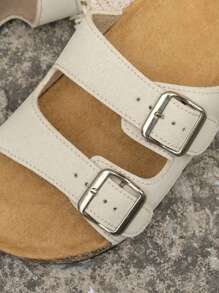 Sandalias de mujer de moda y cómodas - Diseño suave, ligero, de hebilla doble, plano, deslizante, transpirable, adecuado para playa de verano, vacaciones y uso diario