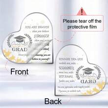 1pc Acrylic Graduation Gift Decoration With Grid Pattern, Perfect Gift For 2025 College Graduates, Best Friends And Classmates,Best Grad Gifts, Graduation Party Favors - Transparent - View 4