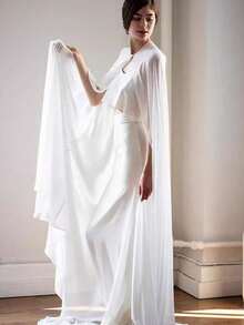 1pc Bridal Long Chiffon Cape Cloak, Anime Cosplay Shawl, 150cm - Multicolor - View 2