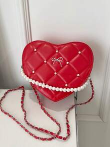 An Exquisite, Cute, Casual And Versatile Mini Love Cross-Body Bag Wallet, A Small Gift, Pu Zipper Closed Lightweight And Cute Metal Chain, Suitable For Teenagers For Daily Use, Going Out, Traveling, Shopping, Parties, Dates. Logo Letters Are Randomized. - Crossbody Bags - View 10