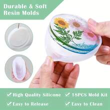 14pcs Epoxy Resin Molds Kit, Large Silicone Resin Molds For UV Resin Casting, Including Sphere, Cube, Pyramid, Square Shape For Coaster Stone & Pendants Casting - 紅白色 - 查看 2
