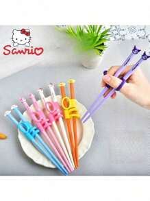 Sanrio 1PC/2PCS/Set Sanrio Kuromi's New Cute Learning Chopsticks With Melody Design, A Lovely Addition To Your Tableware Collection,School Supplies