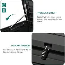 YITAHOME 200 Gallon Large Deck Box, Double-Wall Resin Outdoor Storage Box With Flexible Divider Patio Cushions Pool Supplies Garden Tools, 990 Lbs Load Capacity, Lockable (White) - Màu xám đen - Xem 1