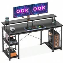 Computer Desk With Shees 120 X 50 Cm Gaming Desk With Storage Home Office Desk Modern Simple Style PC Desk Stable Workstation Black - Black - View 1