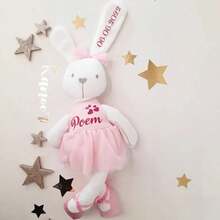 Muñeco de peluche de conejo personalizado, texto impreso por transferencia de calor, muñeco de conejo de ballet con ropa y orejas personalizadas, animal de peluche personalizado para niños - Multicolor 35cm - Ver 5
