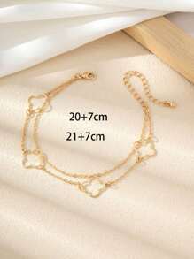 1pc Fashion Minimalist Hollow Clover Double Layer Anklet