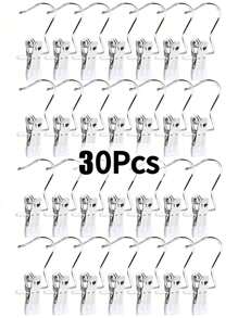 20Pcs,Simple Stainless Steel Hook Clip, Stainless Steel Clothes Clip,Clothes Hooks,Multifunctional Single Hook Clip For Pants, Skirts, Room Decoration Stuff,Organization And Storage,Drying Windproof Hook Clip, Household Space Saving Organizer For Bedroom, Closet, Wardrobe, Home, Dorm