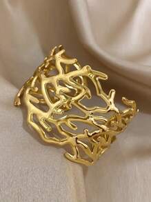 1 Piece Of Vintage Punk Style Open Cuff Bracelet With Irregular Coral Geometry Design, Adjustable Wrist Jewelry, Suitable For Daily And Party Occasions, Valentine's Day Gift