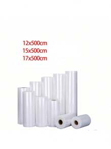 500 cm Bolsas de almacenamiento de alimentos frescos - 1 rollo de bolsas de vacío para alimentos - Máquina de sellado al vacío para preservar los alimentos frescos por mucho tiempo - La bolsa de envasado al vacío es adecuada para todas las máquinas de envasado al vacío, almacenamiento, organizador, cocina, viaje, artículos de cocina, utensilios de cocina, cosas de cocina.