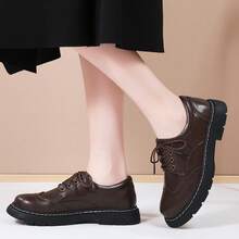 Women Oxford Shoes, Lace Up,Slip Resistant,Brogue Style,Platform Casual Comfort Work Office Dressy Business Shoes For Girls Ladies Women - màu nâu - Xem 5