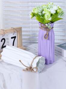 3pcs Minimalist Style Geometric Design Lace Up Decorative Vase With Tie Bow Bottle, Suitable For Modern Home Decor, Table Centerpiece, Bedroom Decor, Wedding Bridal Room, Holiday Party