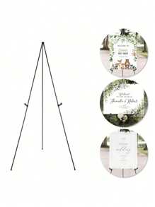 1PC 63" Easel Stand For Wedding Sign, Display Poster, Sign Poster Stand For Display, Display Easel Stand With Bag, Holds 5 Lbs,Easel Stand For Display, Foldable Portable Ground Easel For Wedding Banner And Poster Display Stand, Tabletop Easel Display Metal Tripod Party Favors Room Decor Bride Gifts Birthday Graduation Birthday Decorations Party Decorations Bachelorette Wedding Outdoor Decoration Summer Beach Back To School School Supplies