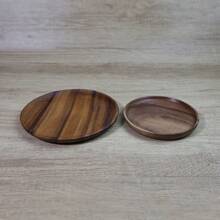 1pc Circular Wooden Tray, Rosewood Design, Fruit/Snack/Condiment Dish, Rustic Style