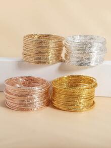 20pcs Delicate Bling Bamboo Knot Embossed Bangle Bracelets For Girls