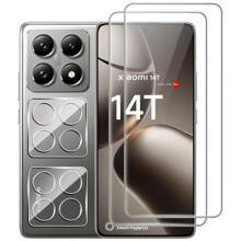 Set da 4 pezzi compatibile con Xiaomi Redmi 14C - 2 pezzi di pellicola protettiva in vetro temperato per schermo + 2 pezzi di pellicola protettiva in vetro temperato per fotocamera, pellicola protettiva anti-graffio per 14T/14T PRO/14/13T/13C/13T Pro, regalo per compleanni, famiglia, amici, protezione per schermo del telefono, accessori per telefono, impermeabile, antiurto, anti-caduta, anti-impronta digitale, copertura completa