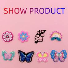 [Butterfly & Flower Designs Charms] 22pcs/Set PVC Shoe Charms Set, Assorted Butterfly & Flower Designs, Insect-Themed Accessories, For Sneakers, Bracelets, Wristbands With Valentine's, Christmas, Mother'S Day Gifts